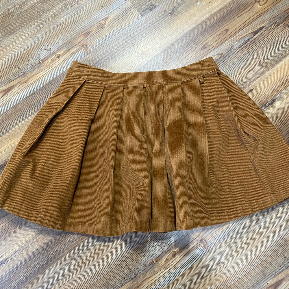 Forever 21 Brown Corduroy Pleated Mini Skirt